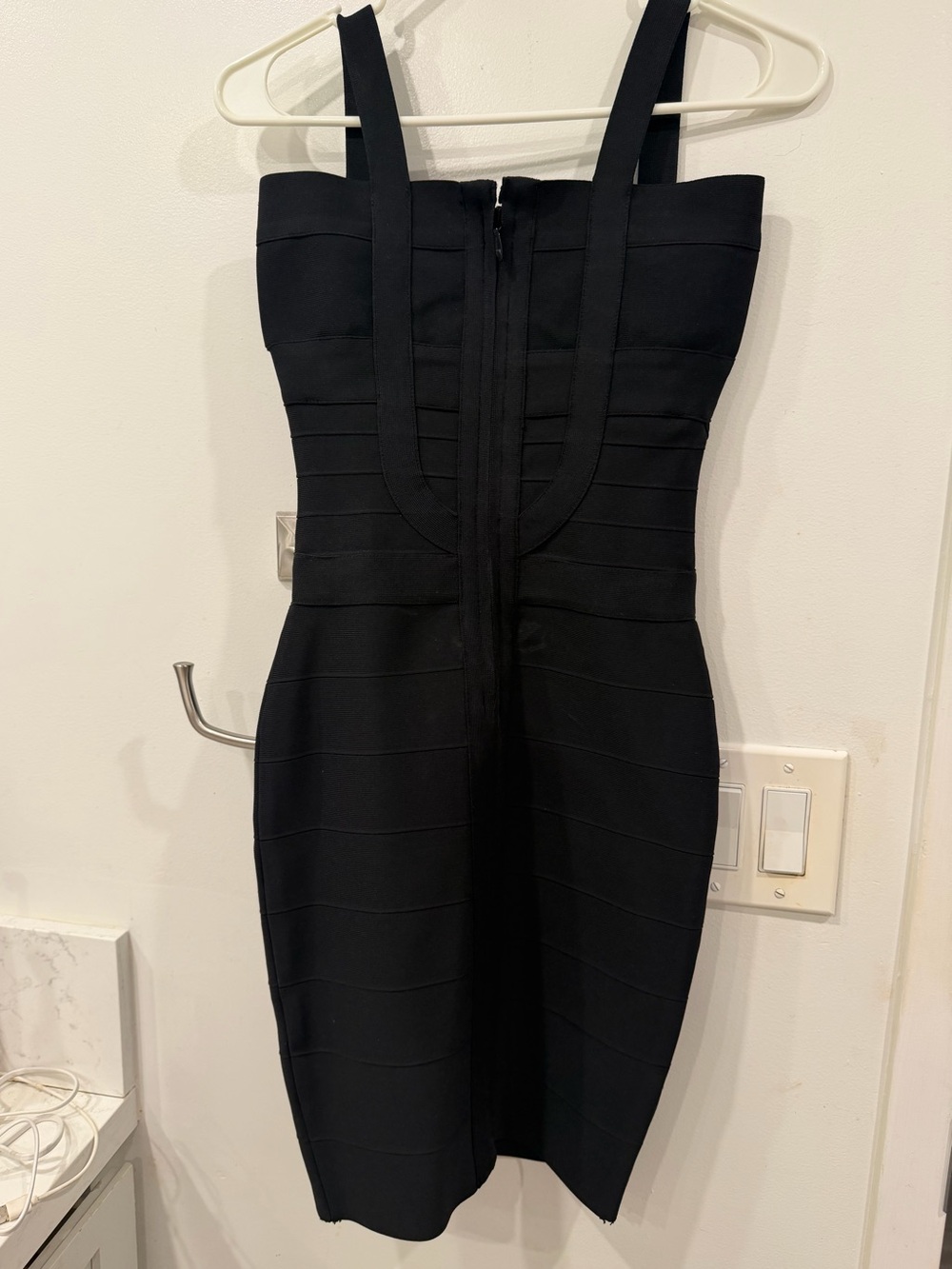 Black Midi Bandage Dress with Wide Straps